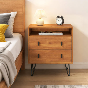 Goflame Night Stand with 2 Drawers for Bedroom Home Office