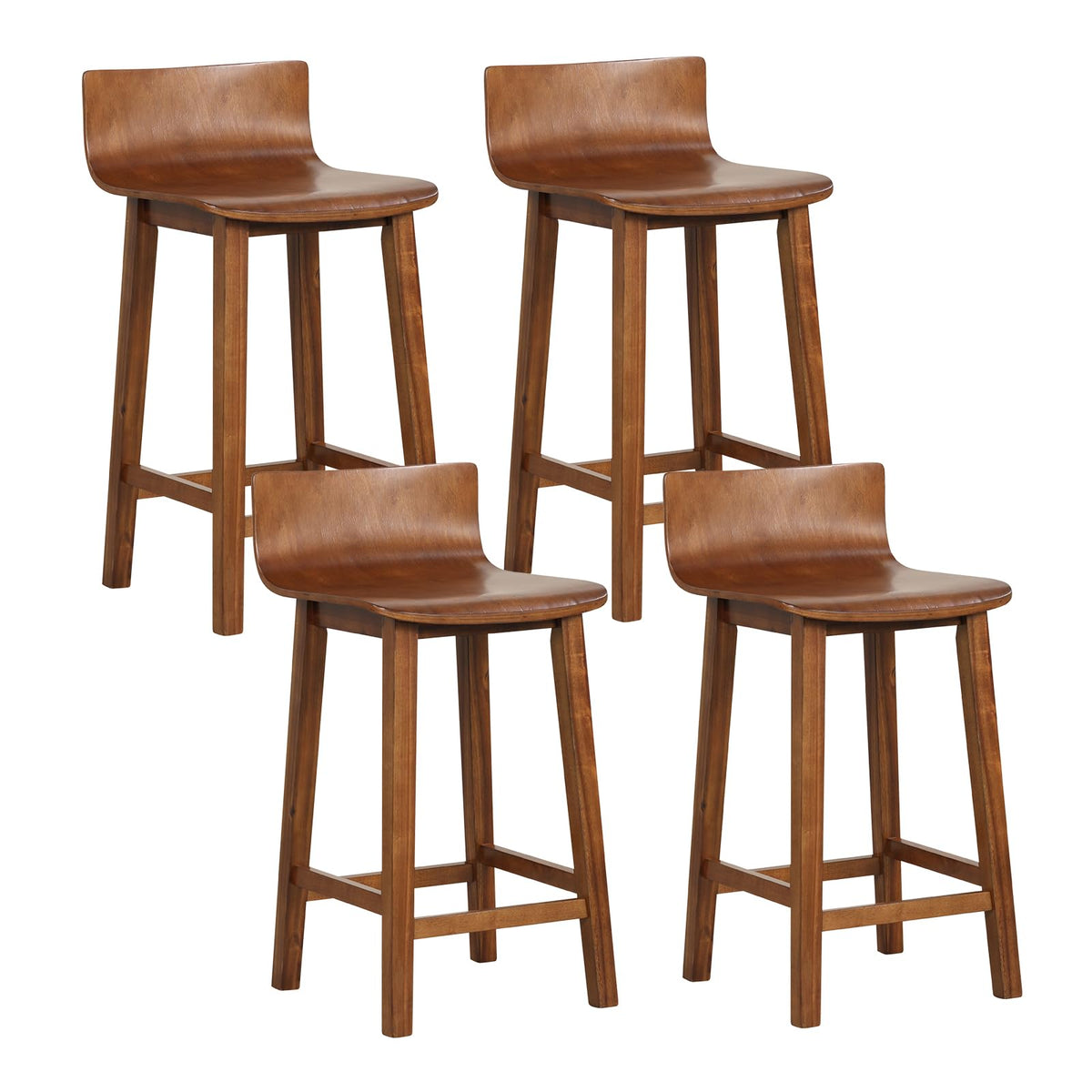 Goflame 2 or 4 Bar Stools Set with Low Back & Footrest