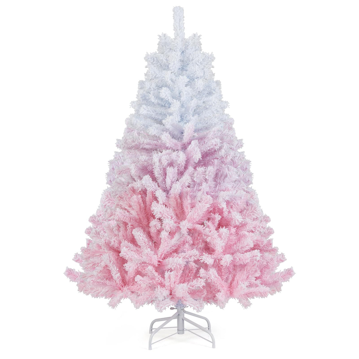 Goflame Pink Gradient & White Snow Flocked Christmas Tree | Home Office Decoration