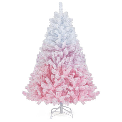Goflame Pink Gradient & White Snow Flocked Christmas Tree | Home Office Decoration