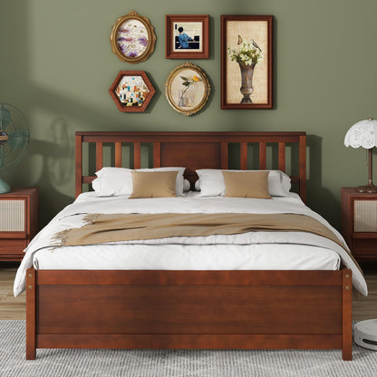 Goflame Solid Wood Platform Bed Frame, Mid Century Full Bed Frame with Headboard