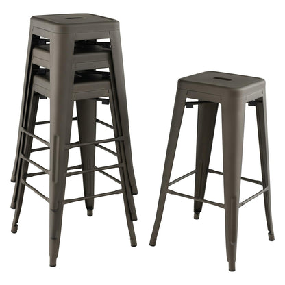 Goflame Metal Backless Bar Stools Set of 4, 30" Bar Height Modern Industrial Barstools w/Cut-out Handle