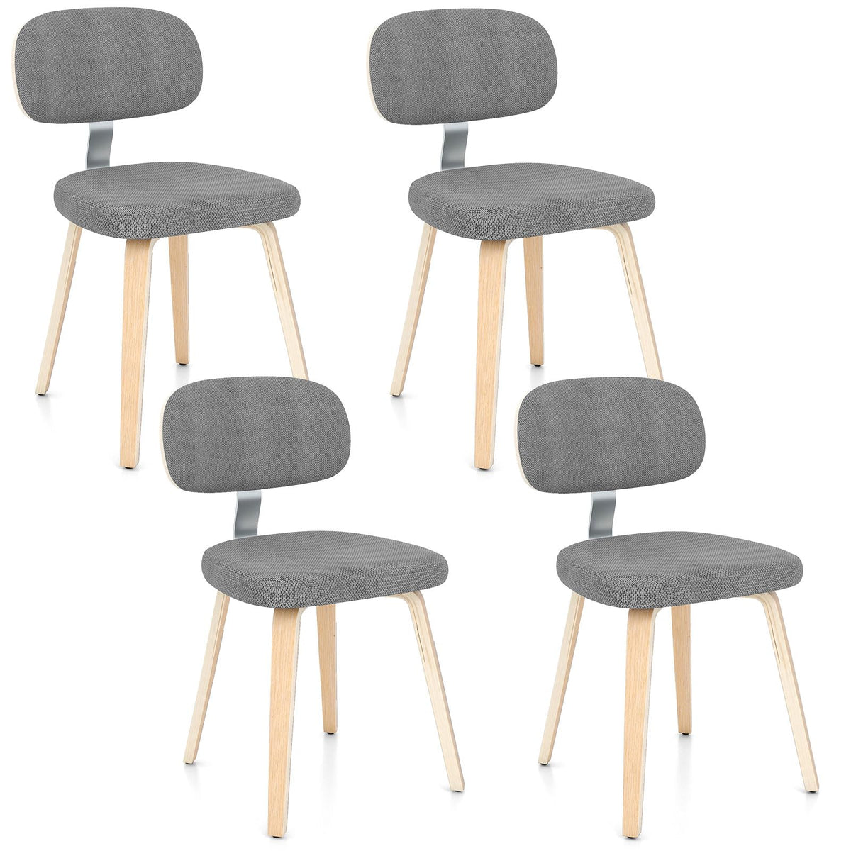 Goflame Wooden Dining Chairs Set of 2/4 Fabric Upholstered Kitchen Chairs