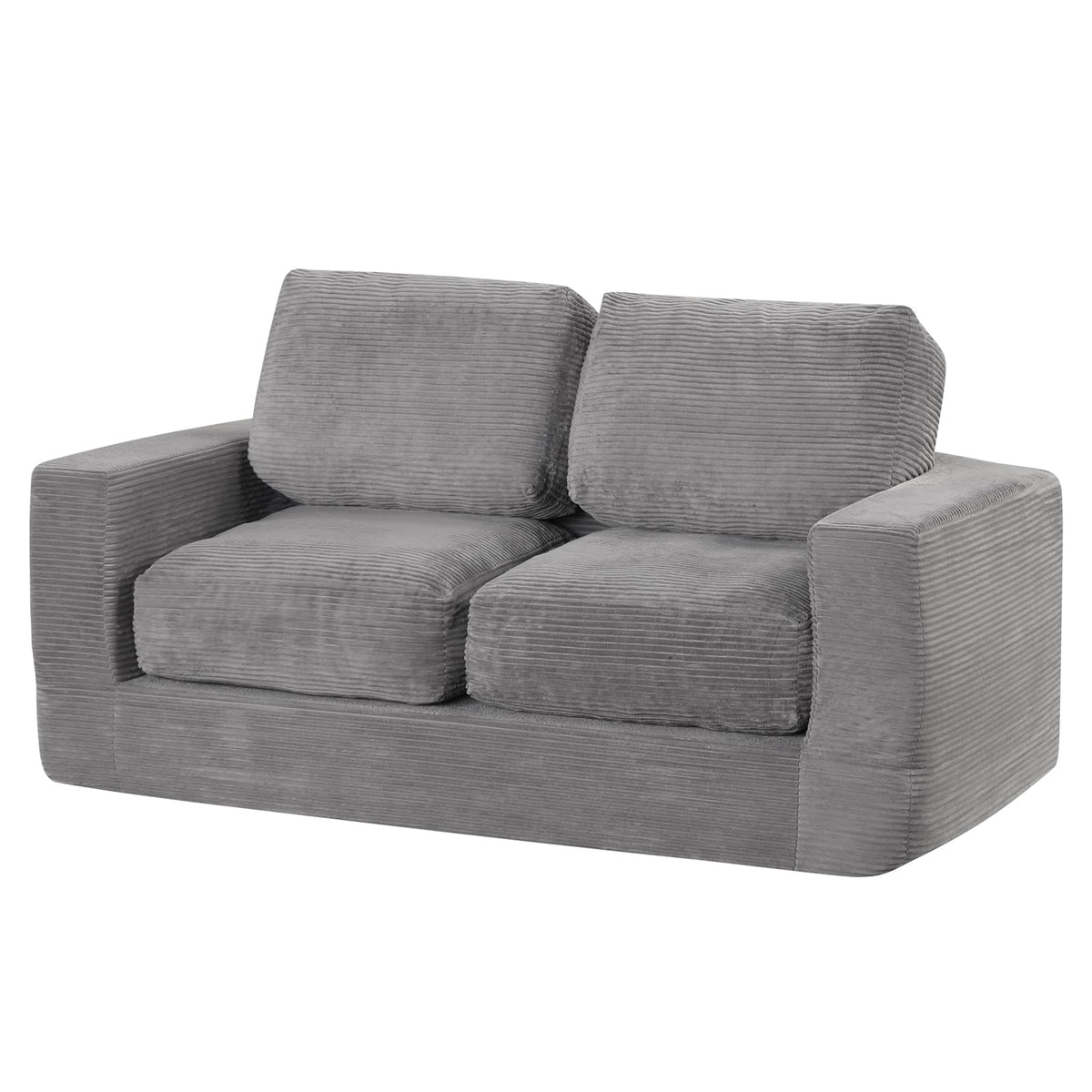 Goflame 2-Seater Floor Couch with Removable Corduroy Cover
