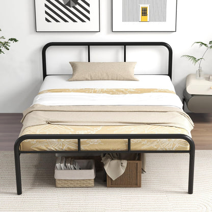 Goflame Twin Size Bed Frame, Modern Metal Platform Bed with Headboard and Footboard, Heavy Duty Steel Slat Support Mattress Foundation