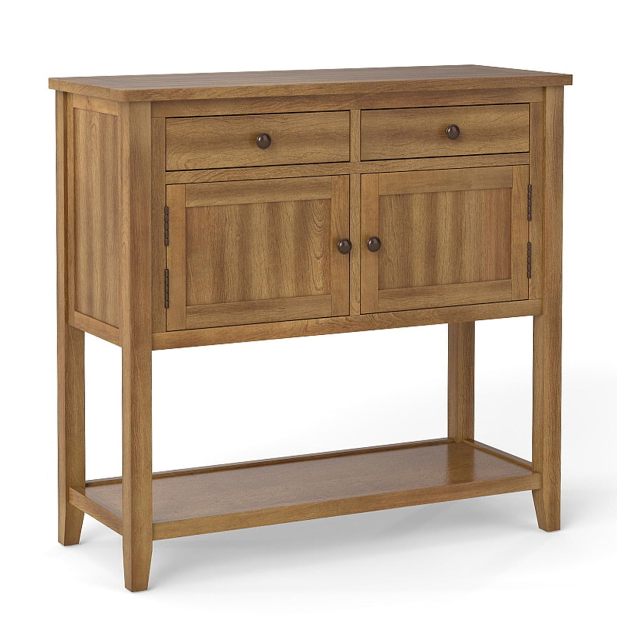 Goflame Mid-Century Console Table Wood Coffee Bar Buffet Sideboard with 2 Drawers
