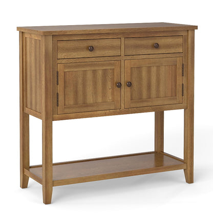 Goflame Mid-Century Console Table Wood Coffee Bar Buffet Sideboard with 2 Drawers