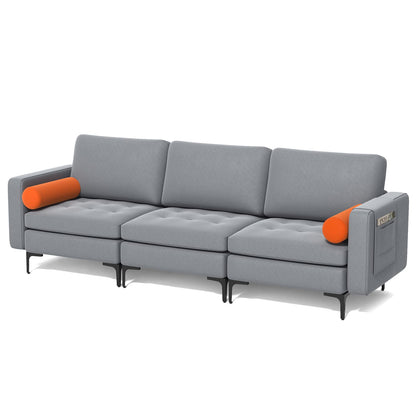 Goflame 97" Sectional Sofa Couch, 3-Seater Modular Sleeper with USB Ports