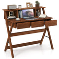 Goflame Mid Century Modern Desk with 3 Drawers