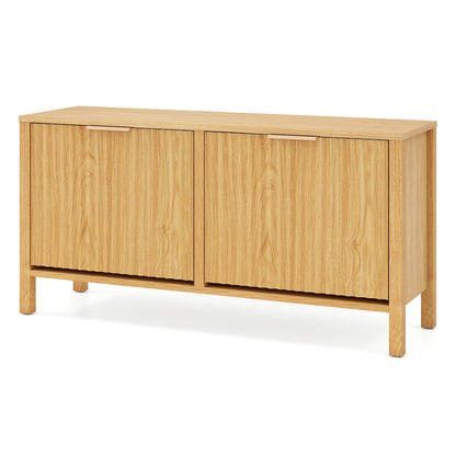 Goflame Shoe Storage Bench with 2 Flip Drawers for Entry Way