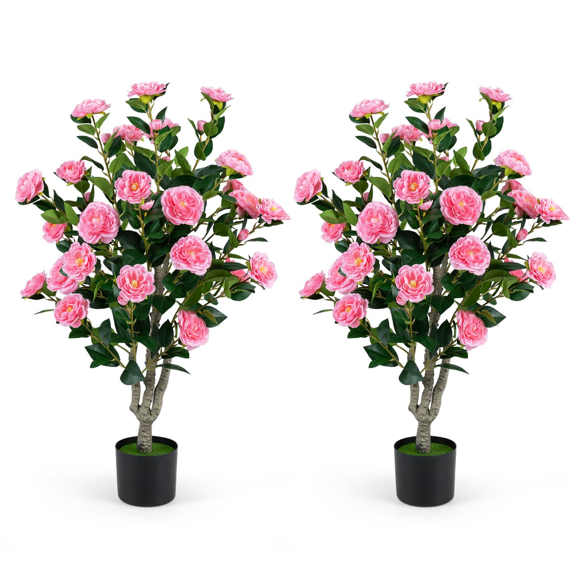 GOFLAME 39.5" Artificial Camellia Trees with Planter for Outdoor(1/2)
