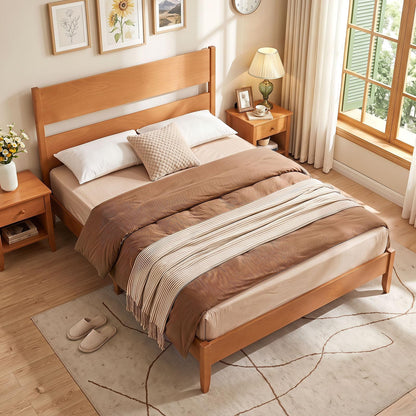 Goflame Queen/Full/Twin Size Wooden Bed Frame with Slatted Headboard