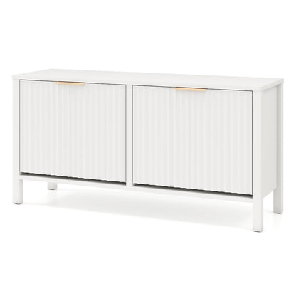 Goflame Shoe Storage Bench with 2 Flip Drawers for Entry Way