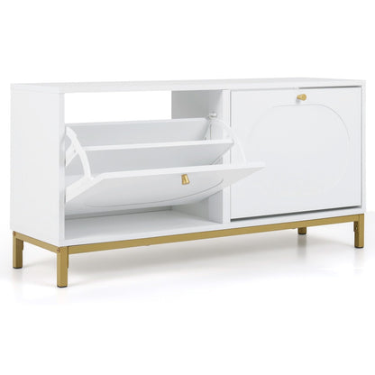 Goflame Shoe Storage Bench with 2 Flip Drawers