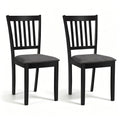 Goflame Modern Farmhouse Wood Slat-Back Kitchen Chairs w/Padded Seat (2/4)