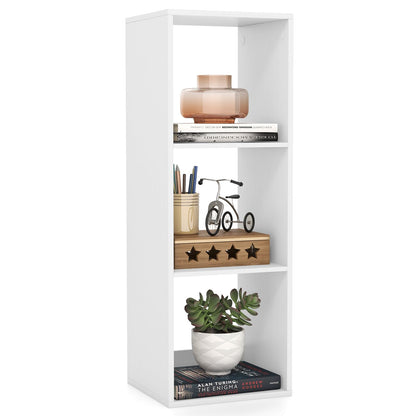 Goflame 3-Cube Bookcase, White Cubby Bookshelf w/Back Guardrail & Anti-Tipping Kits