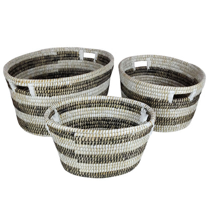 Goflame Woven Laundry Basket 24"/20"/16"- Set of 3 Stackable Storage Baskets with Handles