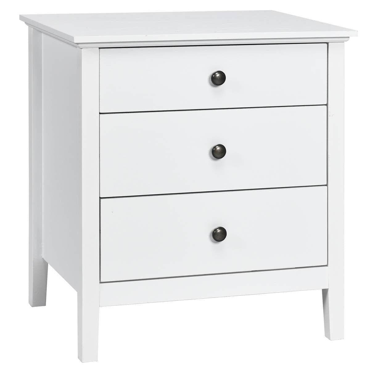 Goflame Nightstand with Drawers Solid Structure Side Table for Storage Bedroom