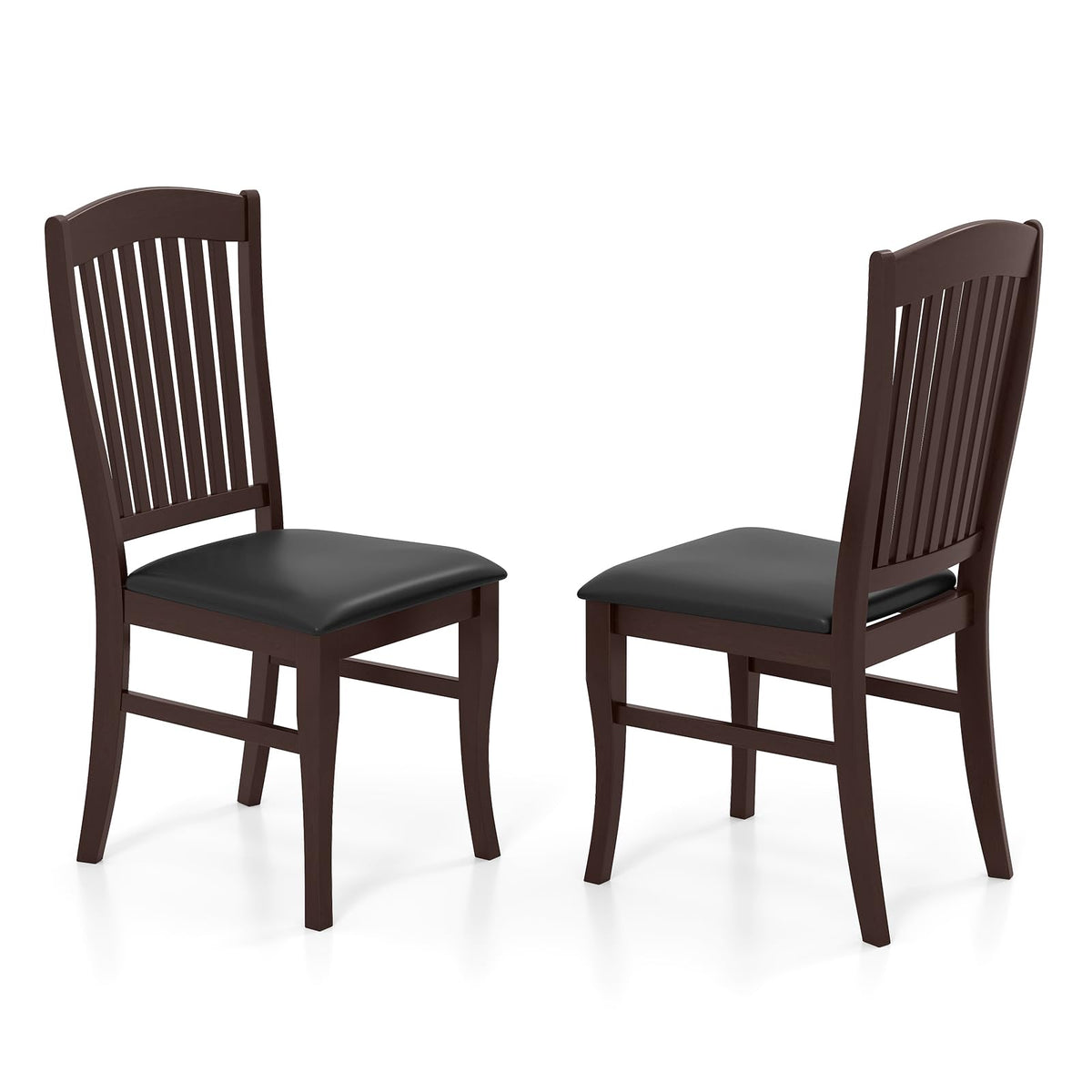 Goflame Set of 2/4 Wooden PU Leather Upholstered Dining Chairs