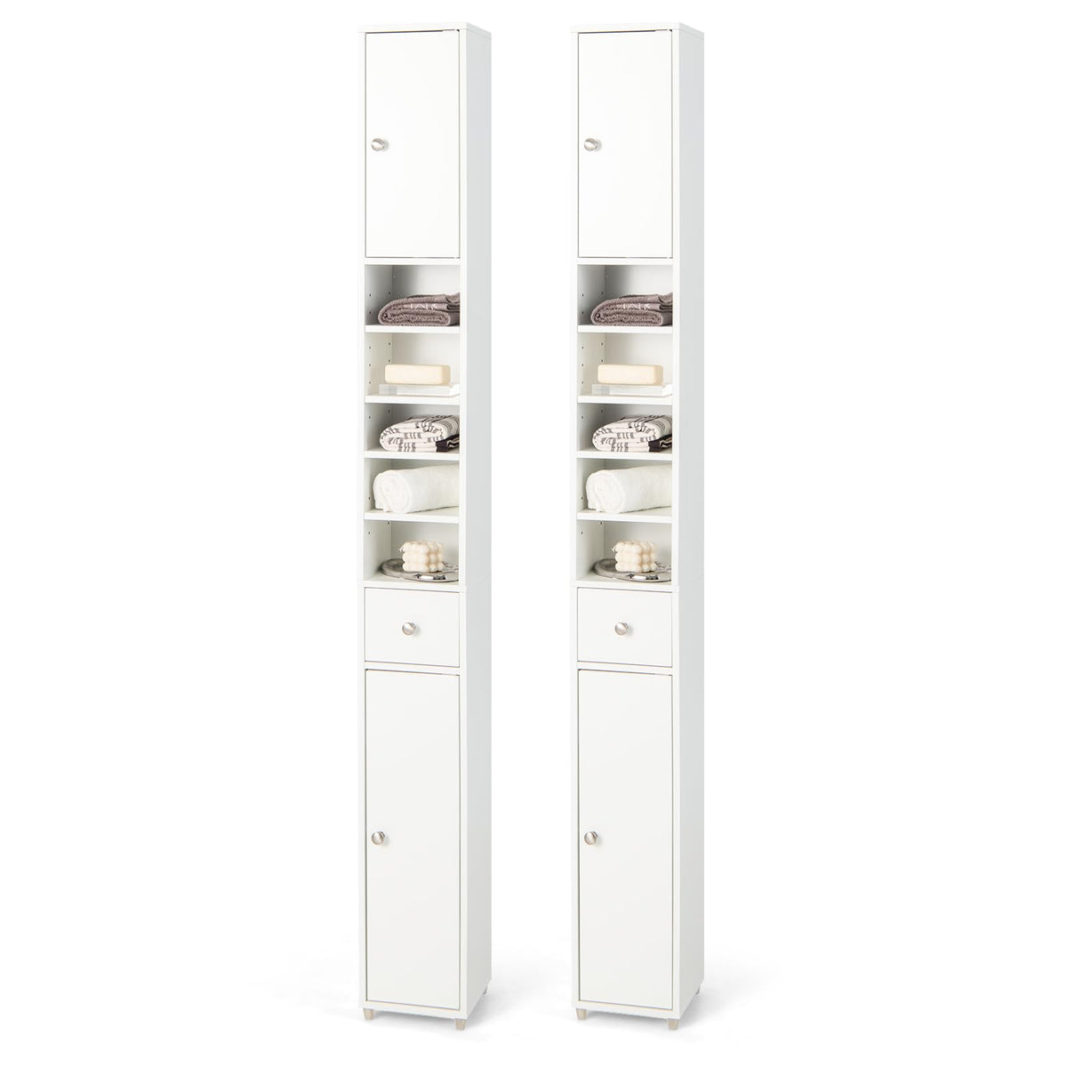 Goflame Slim Bathroom Storage Cabinet - 71" Tall Narrow Floor Cabinet Cupboard with 2 Doors