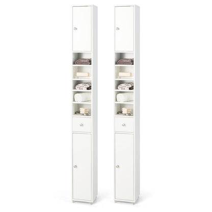 Goflame Slim Bathroom Storage Cabinet - 71" Tall Narrow Floor Cabinet Cupboard with 2 Doors