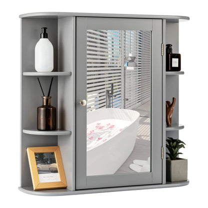 Goflame Mirrored Bathroom Medicine Cabinet - Wall Mounted Bathroom Hanging Cabinet with Single Door