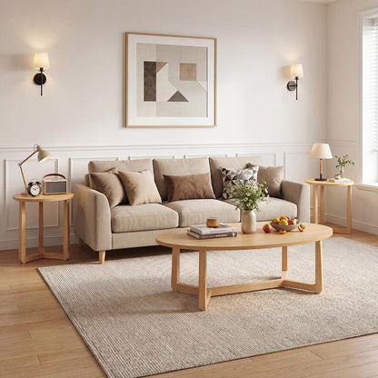 Goflame Oval Coffee Table and End Tables Set of 3