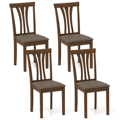 Goflame Wooden Dining Chairs Set of 2/4 Linen Fabric Upholstered Kitchen Armless Chair