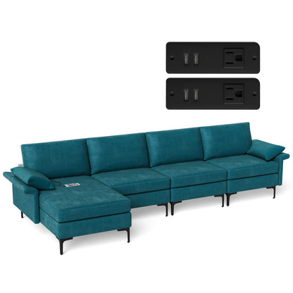 Goflame 130.5" L Convertible Sofa Couch, Sectional Sleeper
