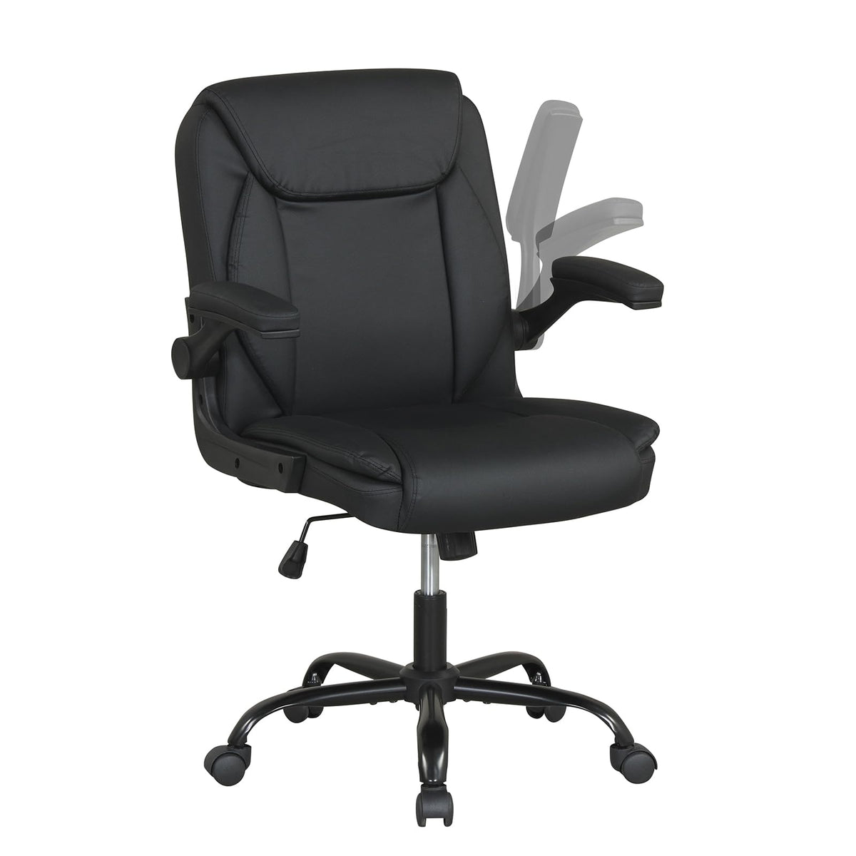 Goflame Leather Office Chair | Ergonomic Computer Desk Chair with Flip-up Arms
