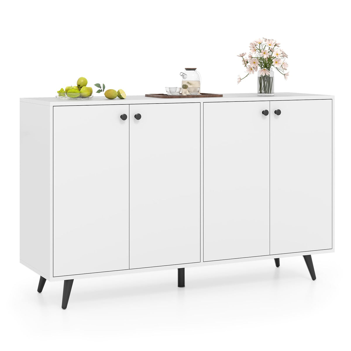 Goflame Buffet Sideboard 4-Door Storage Cabinet with 5-Position Adjustable Shelves