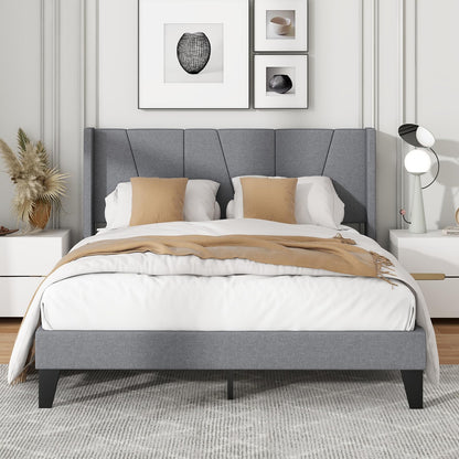 Goflame Queen/Full SizeBed Frame with Wingback Headboard