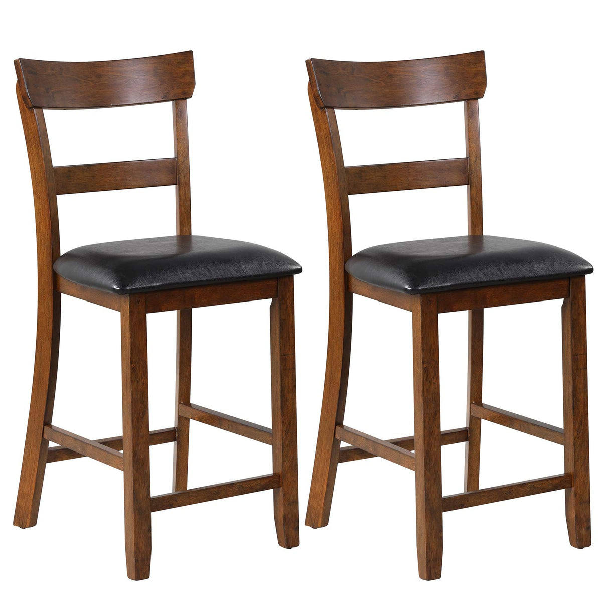 Goflame 25.5-Inch Counter Height Chair with Backrest, Foam-Padded Cushion, Rubber Wood Legs