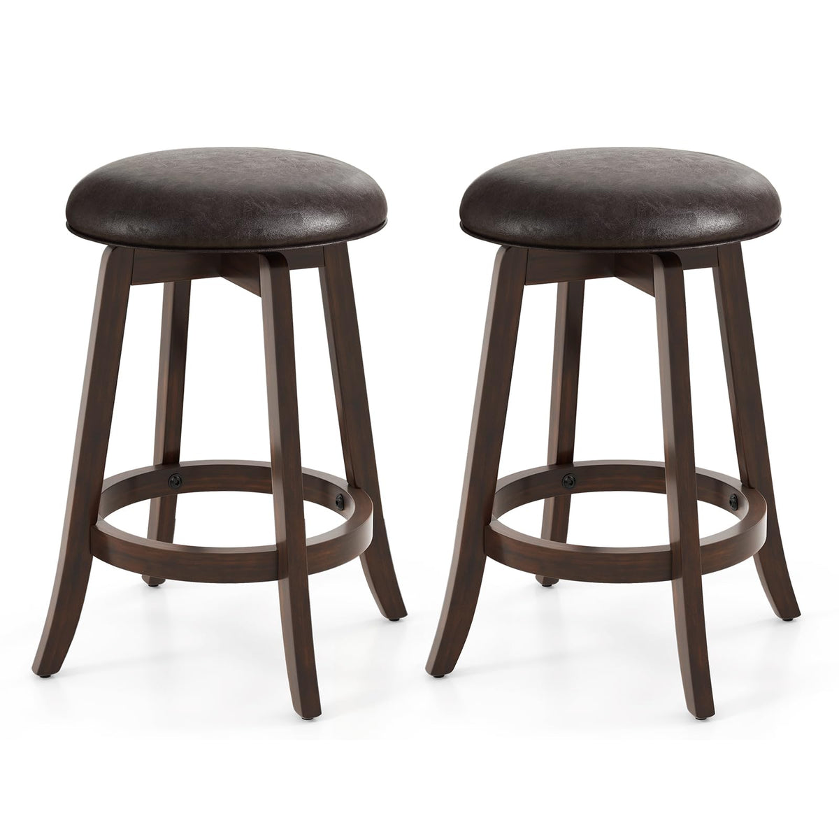 Goflame Bar Stools Set， 29"/ 24" Bar Height Bar Stools w/ 360° Swivel Round Seat & Footrest