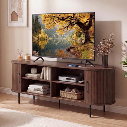 Goflame Mid Century Curved Fluted TV Stand for TVs up to 60"