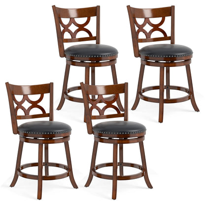 Goflame Swivel Bar Stools Set of 2/4 with Upholstered Seat