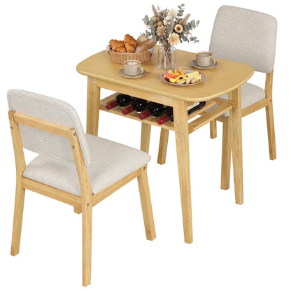 Goflame Space Saving Kitchen Table and Chairs Set w/Rubber Wood Frame