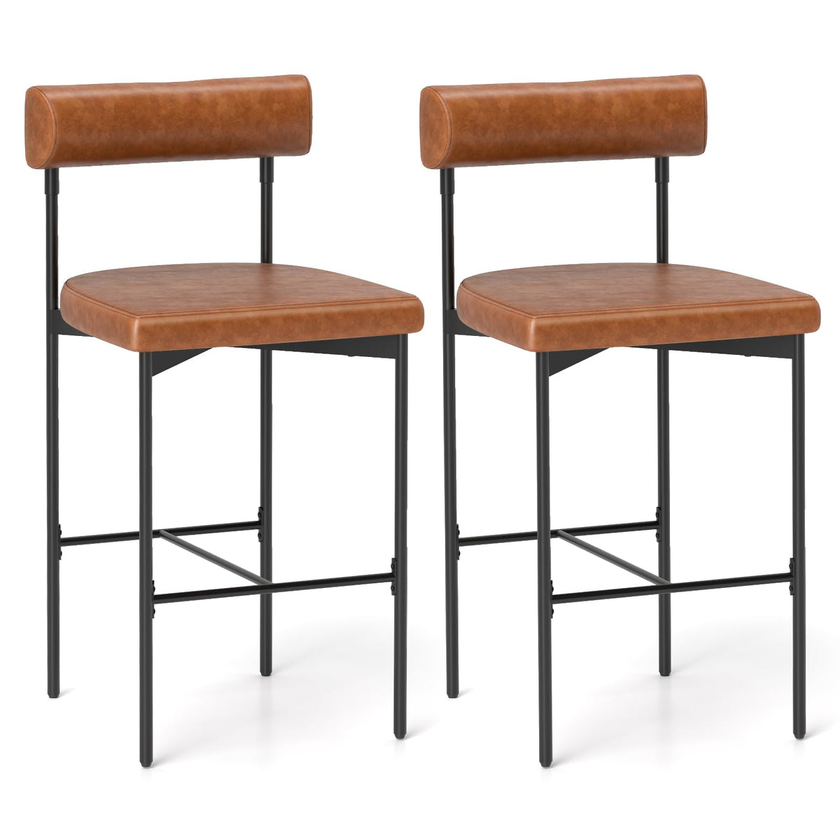 Goflame Counter Height Bar Stools, 26 Inch Upholstered Bar Chairs with Back