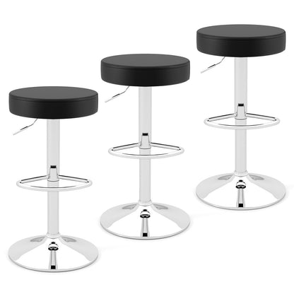 Goflame Adjustable Height PU Leather Bar Chair with Swivel Padded Seat