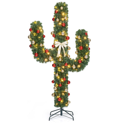 GOFLAME 5/6/7ft Pre-Lit Artificial Cactus Christmas Tree with Metal Stand