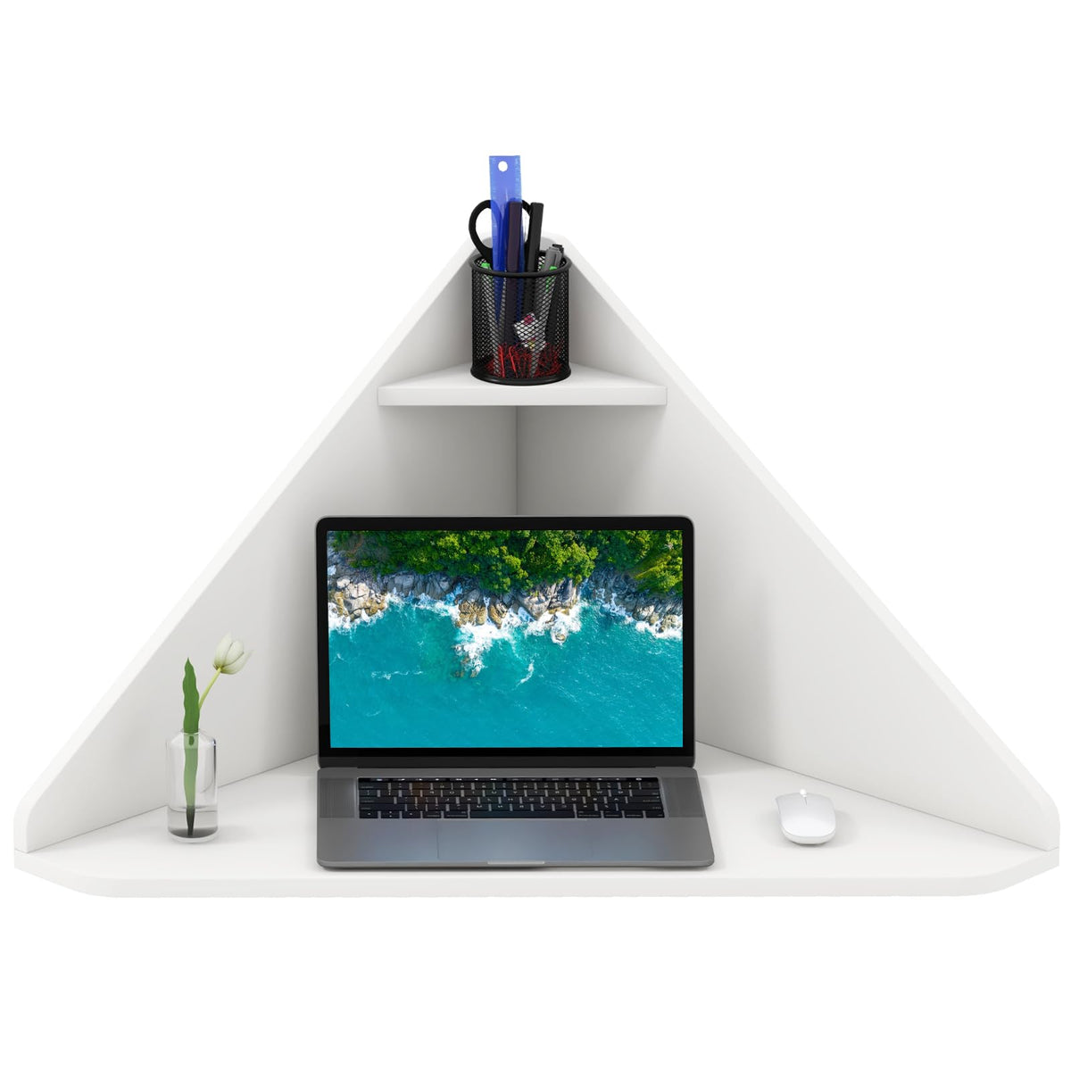 Goflame Wall Mounted Computer Desk with Storage Shelf