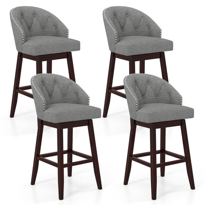 Goflame Modern Upholstered Bar Stools Set of 2/4, 31" Bar Height Swivel Kitchen Stools w/Button-Tufted Back