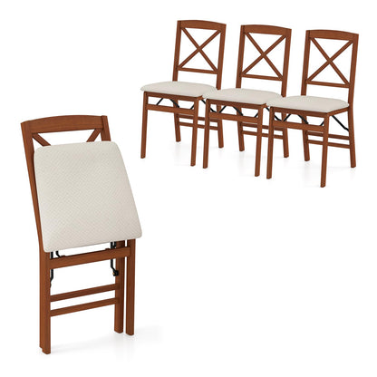 Goflame Folding Dining Chairs Set of 2/4, Modern Kitchen Chairs w/Padded Seat & Cross Backrest