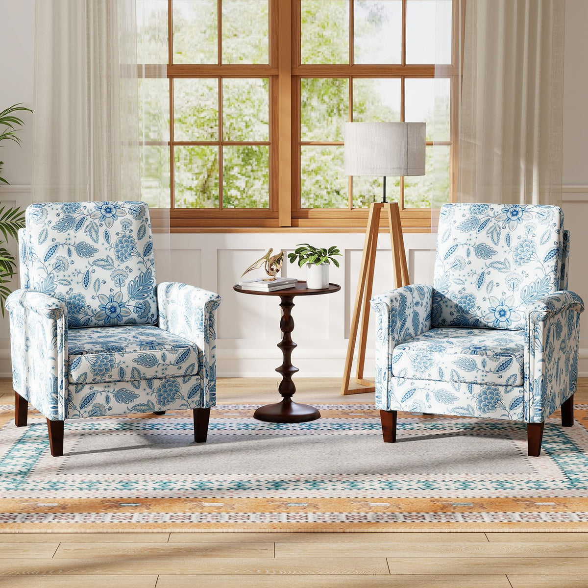 Goflame Upholstered Accent Chair with Floral Pattern