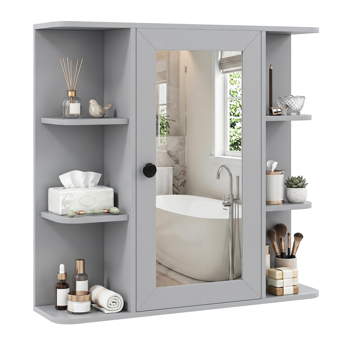 Goflame Wall Mounted Bathroom Medicine Cabinet with Mirror & Shelves