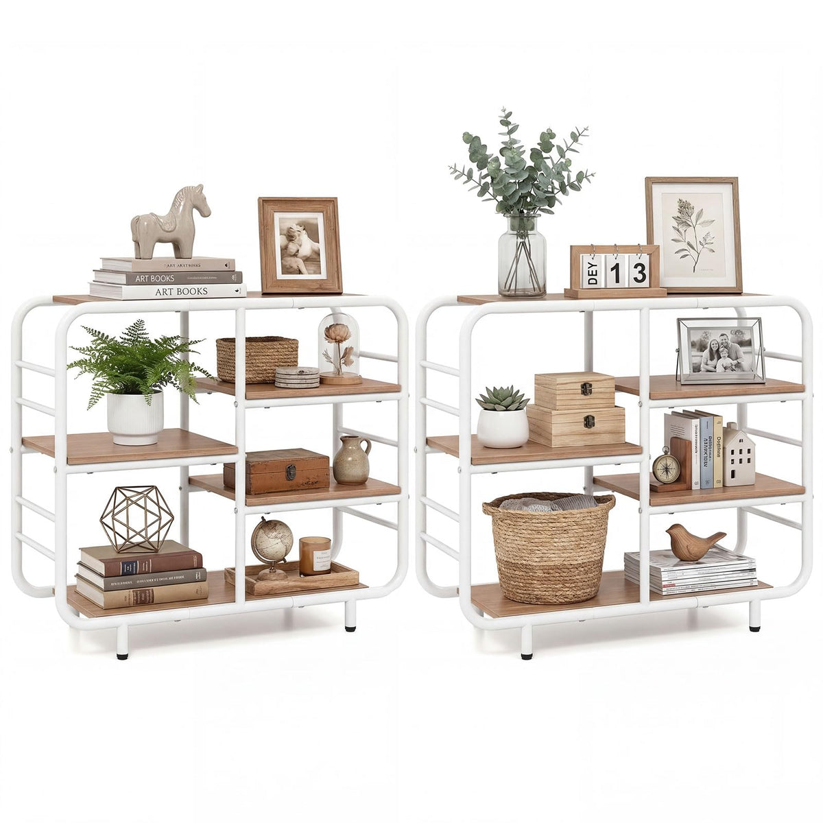 Goflame 5-Tier Industrial Bookcas Book Shelf Storage Organizer with Metal Frame