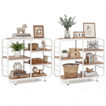 Goflame 5-Tier Industrial Bookcas Book Shelf Storage Organizer with Metal Frame