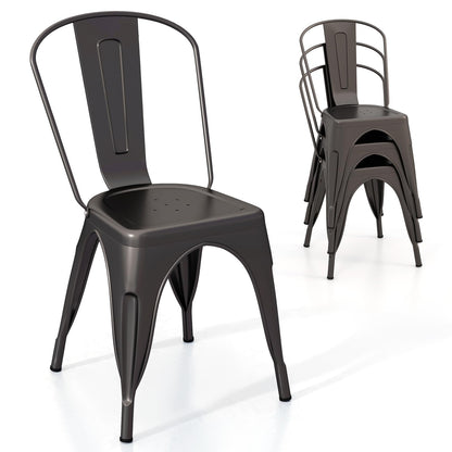 Goflame Metal Dining Chairs Set of 4, Farmhouse Kitchen Chairs with Removable Backrest