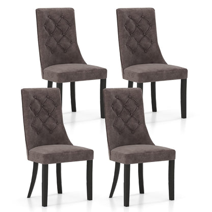 Goflame Tufted Dining Chairs, Upholstered Kitchen Chairs w/High Backrest, Rubber Wood Legs