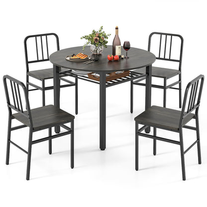 Goflame 40-Inches Round Kitchen Table & Chairs with Storage Rack & Metal Frame